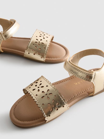 Metallic Laser Cut Sandals