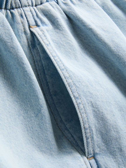Cotton Denim Jogger Shorts
