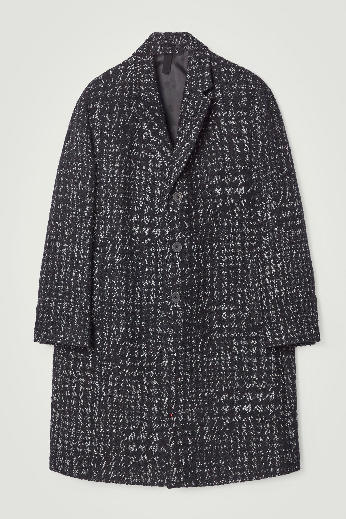 HOUNDSTOOTH BOUCLÉ OVERCOAT — Black dark