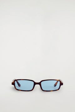 SLIM RECTANGULAR SUNGLASSES — Brown medium dusty 3
