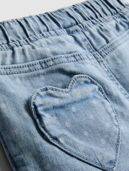 Printed Denim Shorts