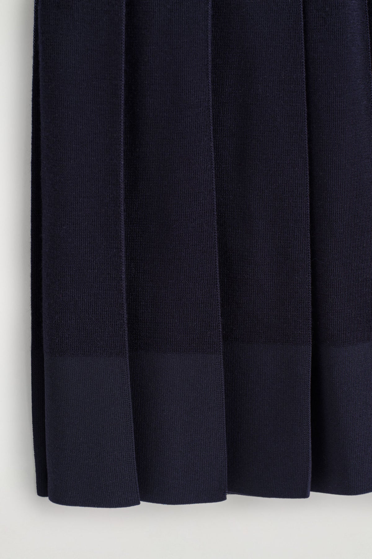MERINO WOOL PLEATED MIDI SKIRT — Blue dark