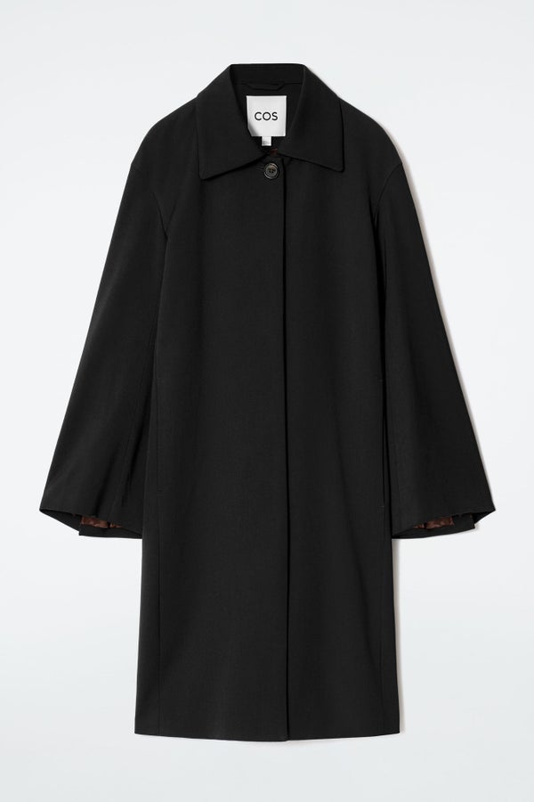 SINGLE-BREASTED CAR COAT — Black dark