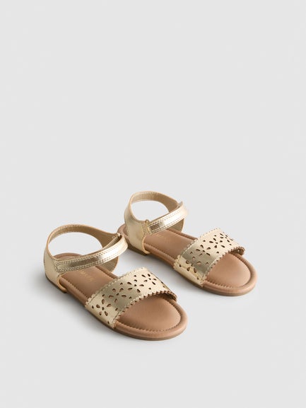 Metallic Laser Cut Sandals