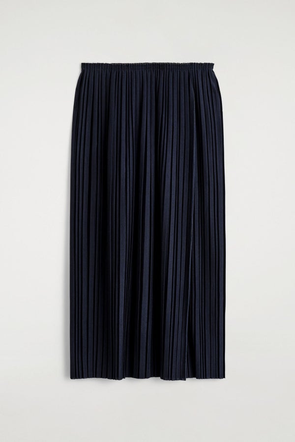 PLISSÉ-JERSEY MIDI SKIRT — Blue dark