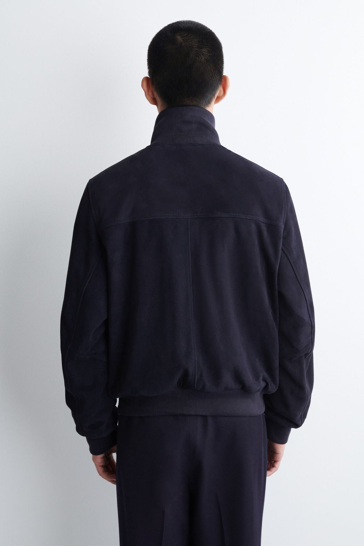 SUEDE FLIGHT JACKET — Blue dark
