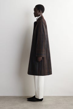 CHECKED WAXED-COTTON CAR COAT — Khaki green dark 4