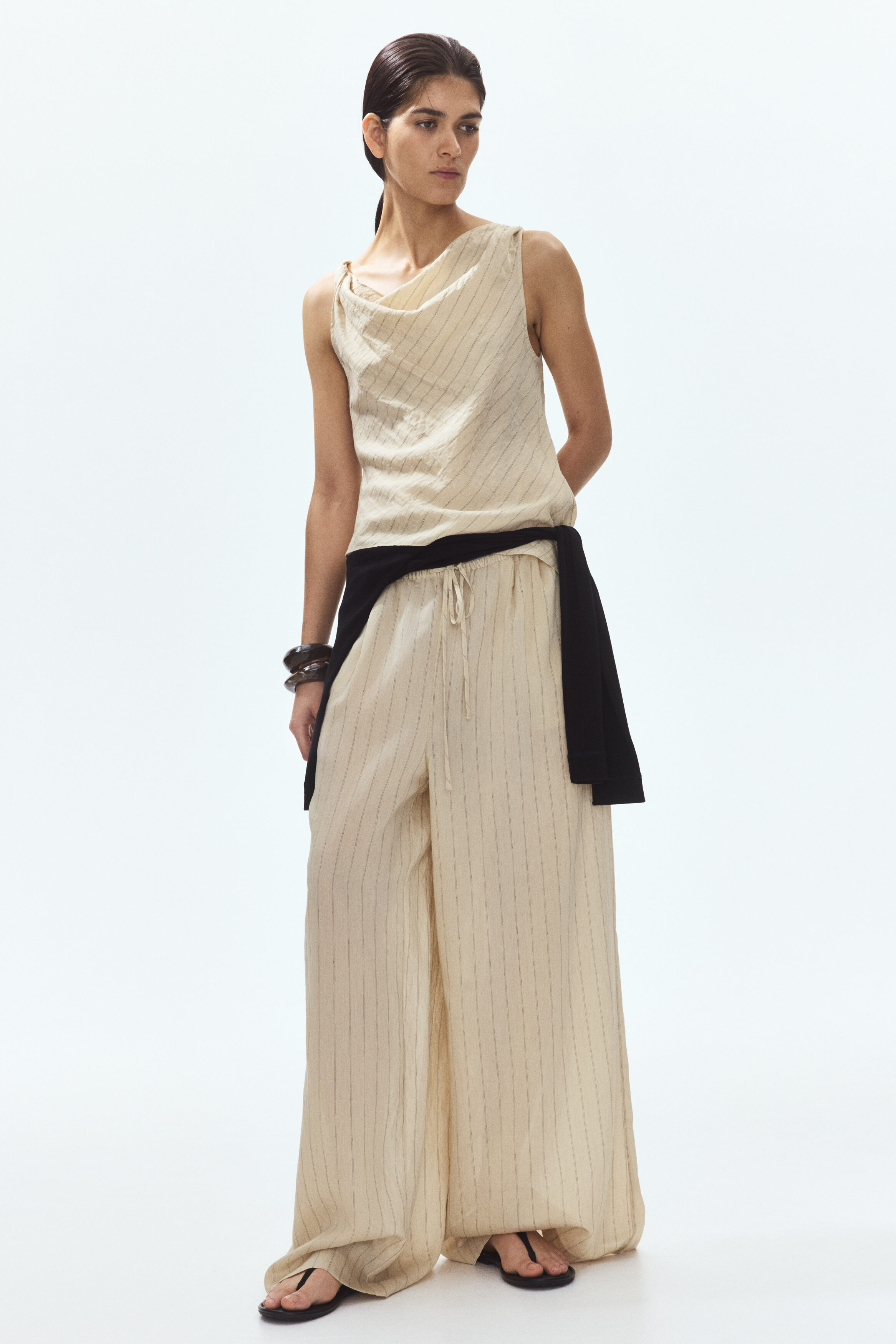 Asymmetric cowl-neck top
