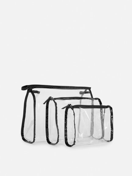 3pk Transparent Makeup Bags