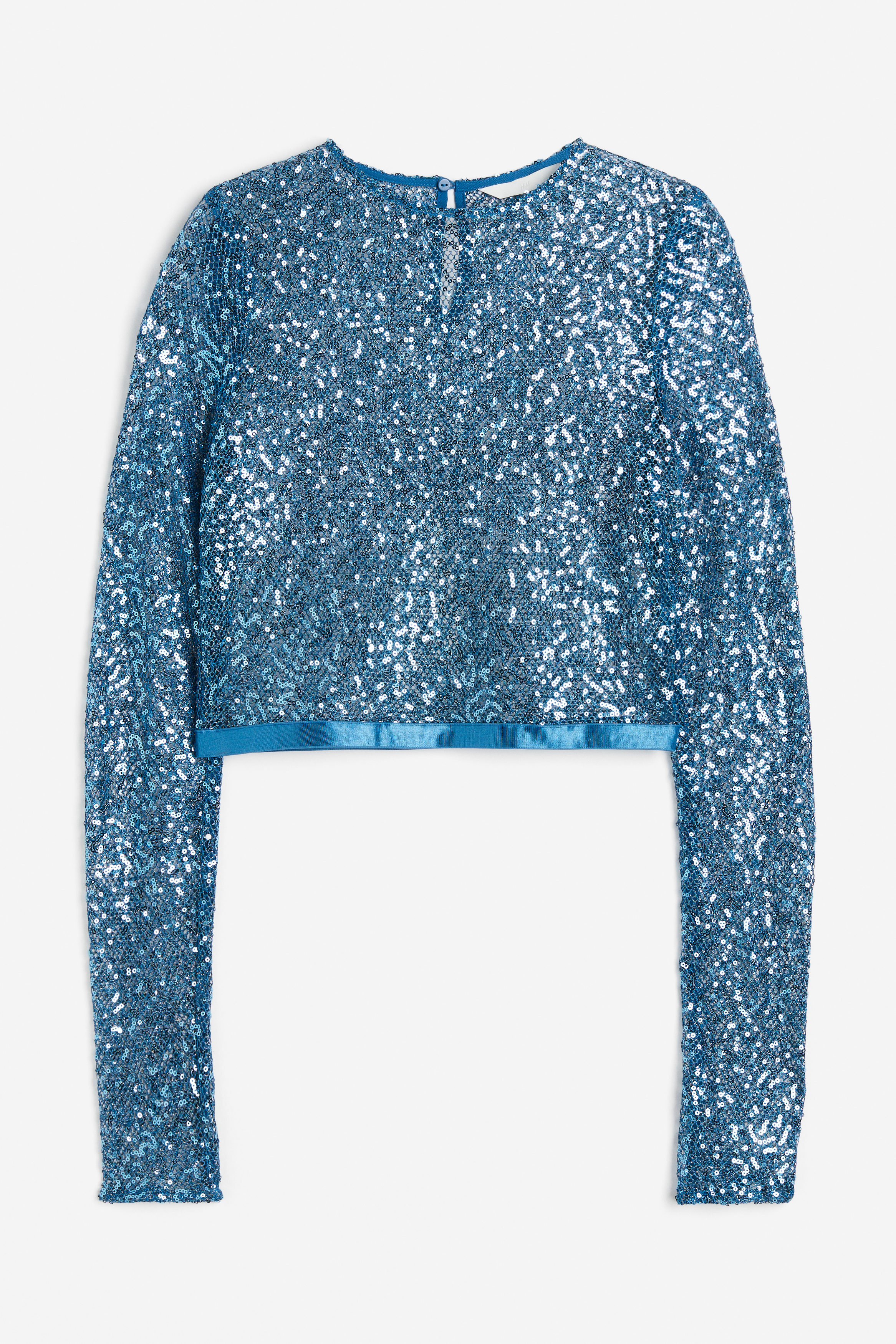long sleeve glitter crop top