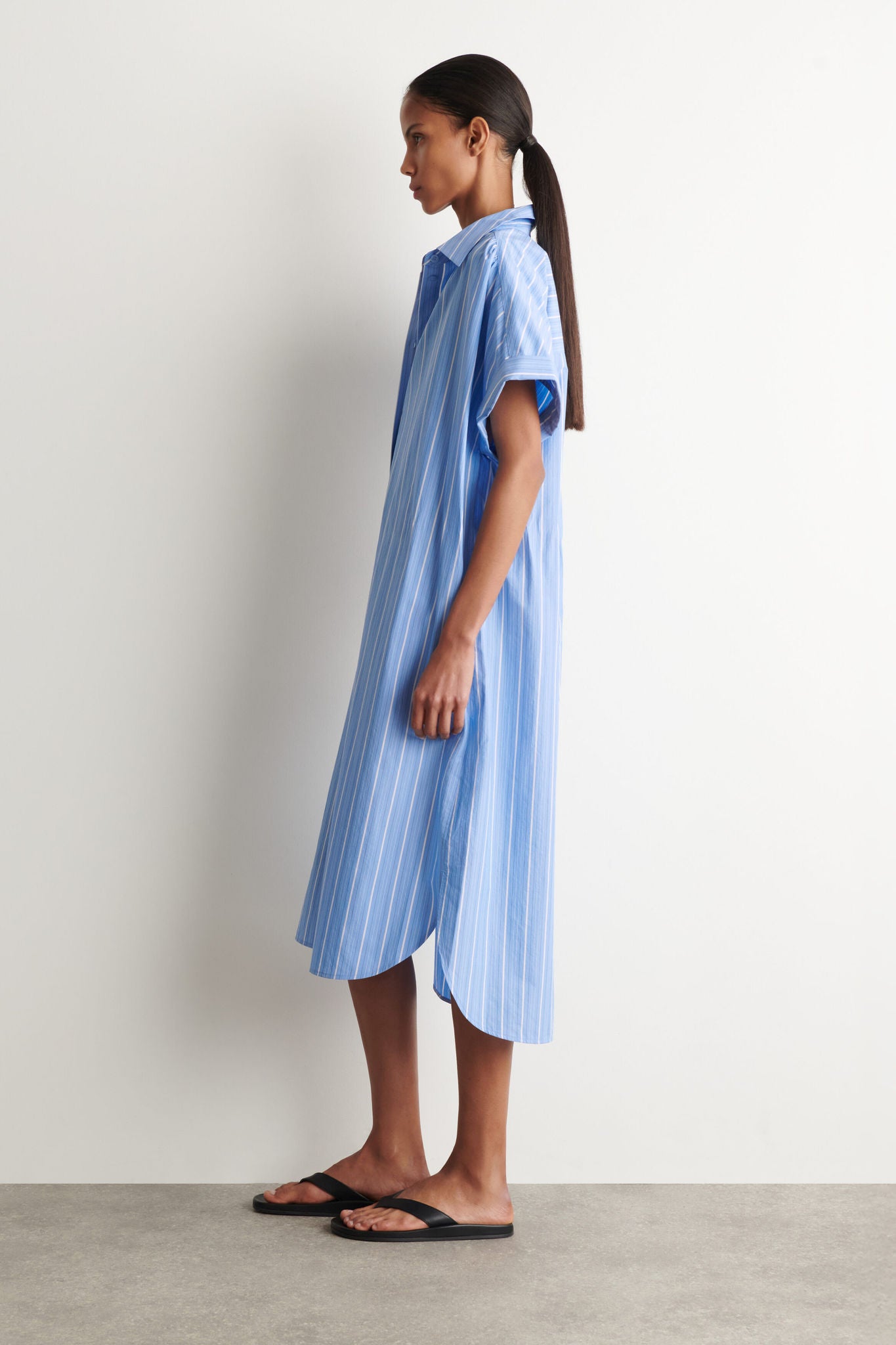 cos a line short sleeved shirt dress A-LINE MINI SHIRT DRESS - RED