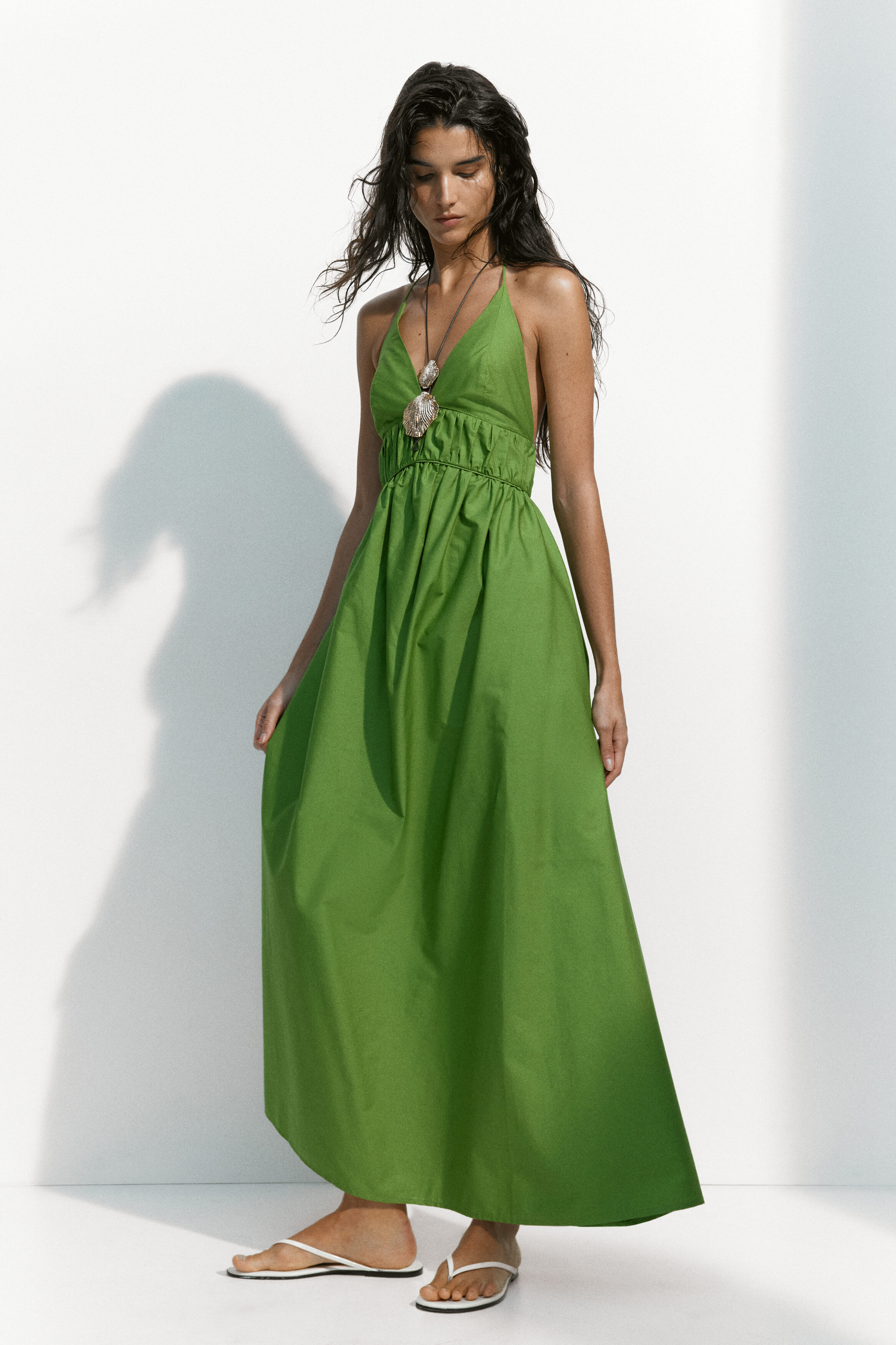 Poplin halterneck dress