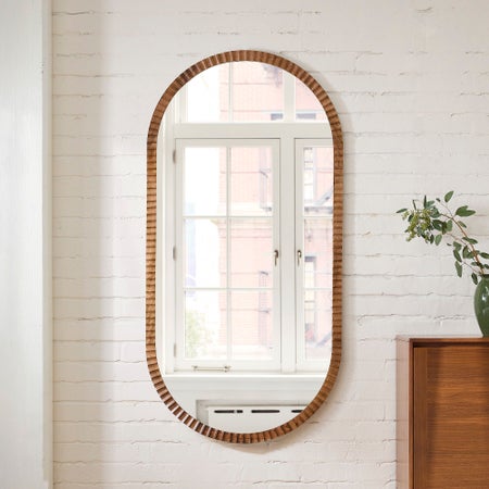 Frida Fluted Wood Wall Mirror