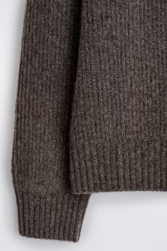 OVERSIZED WOOL-YAK V-NECK JUMPER — Mole medium dusty 8