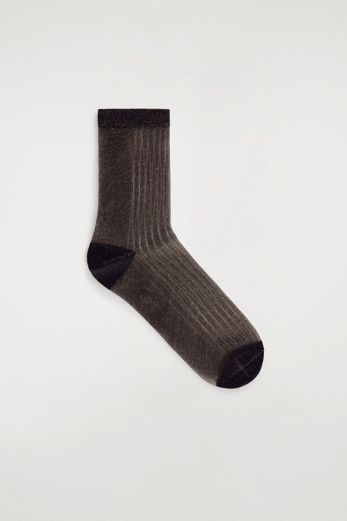 RIBBED SHEER SOCKS — Brown dark