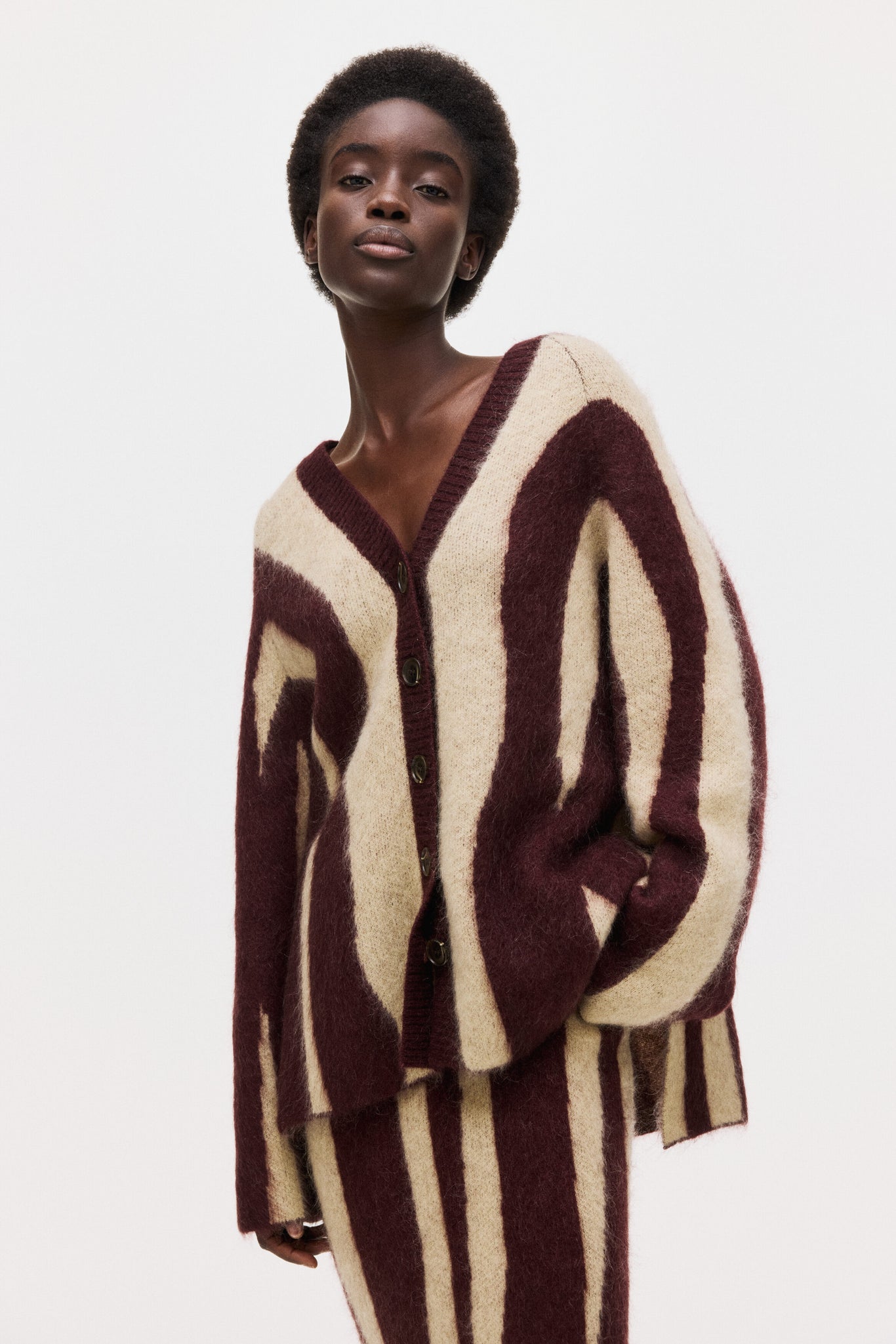 Jacquard-knit mohair-blend cardigan