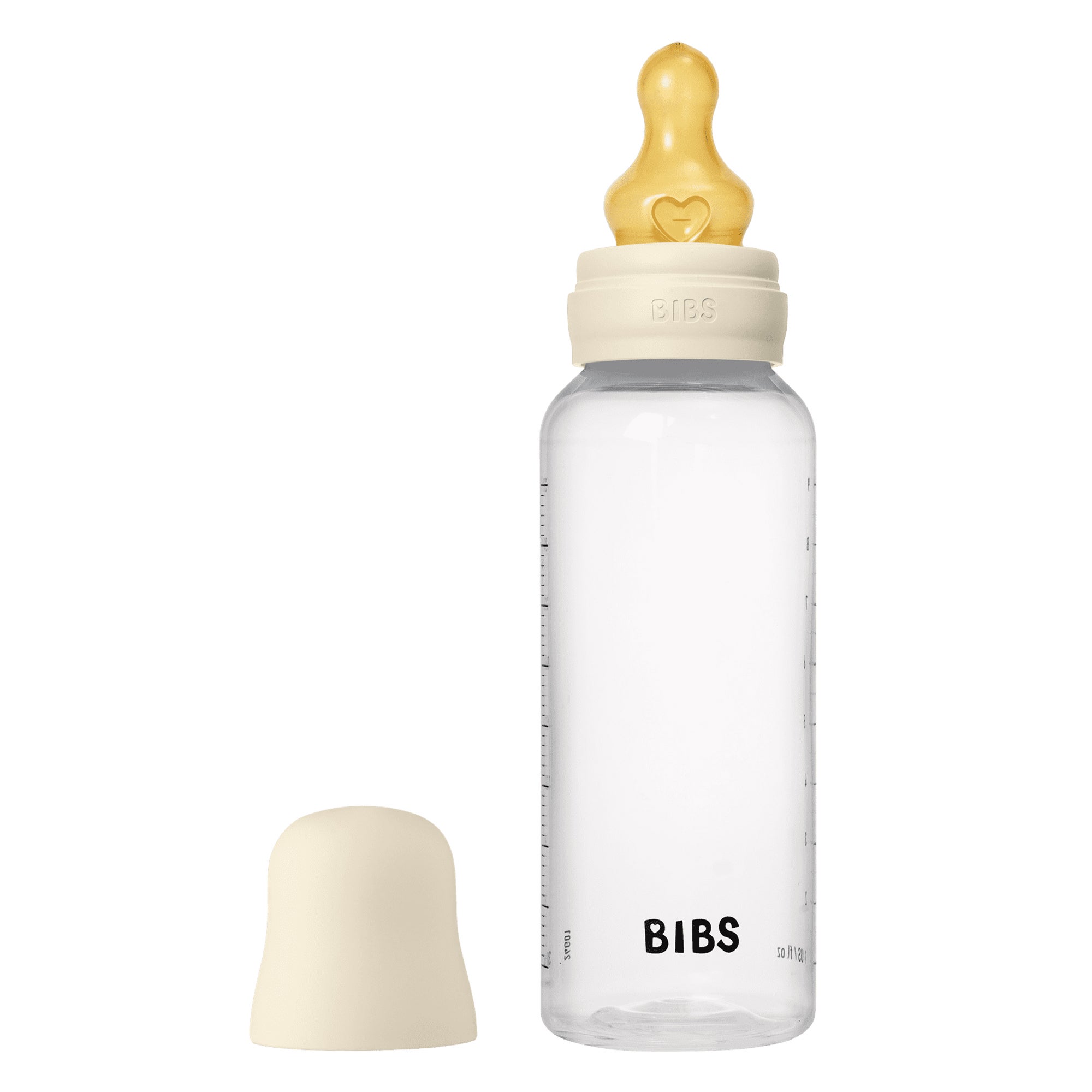 Bibs Baby Bottle Round Nipple Latex 1 Pack 270 Ml Medium Flow Ivory