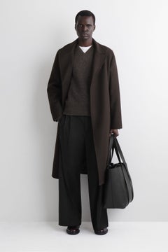OVERSIZED WOOL-YAK V-NECK JUMPER — Mole medium dusty 4