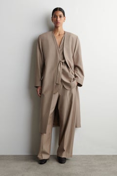 COLLARLESS TAILORED COAT — Mole dusty light 1