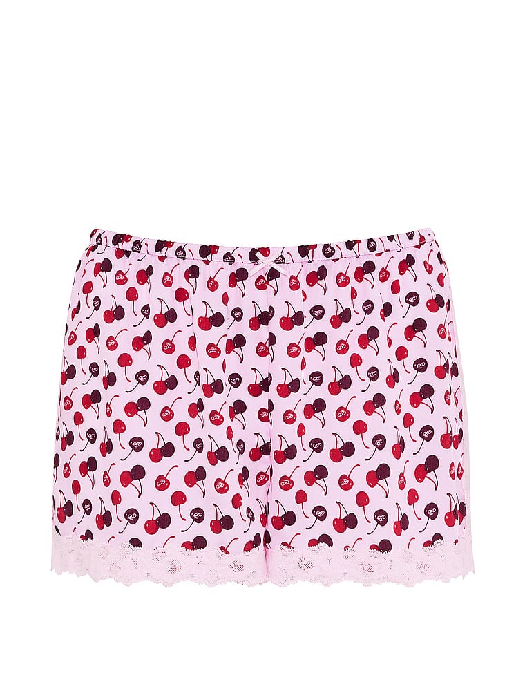Silky Lace-Trim Boxy Pajama Shorts