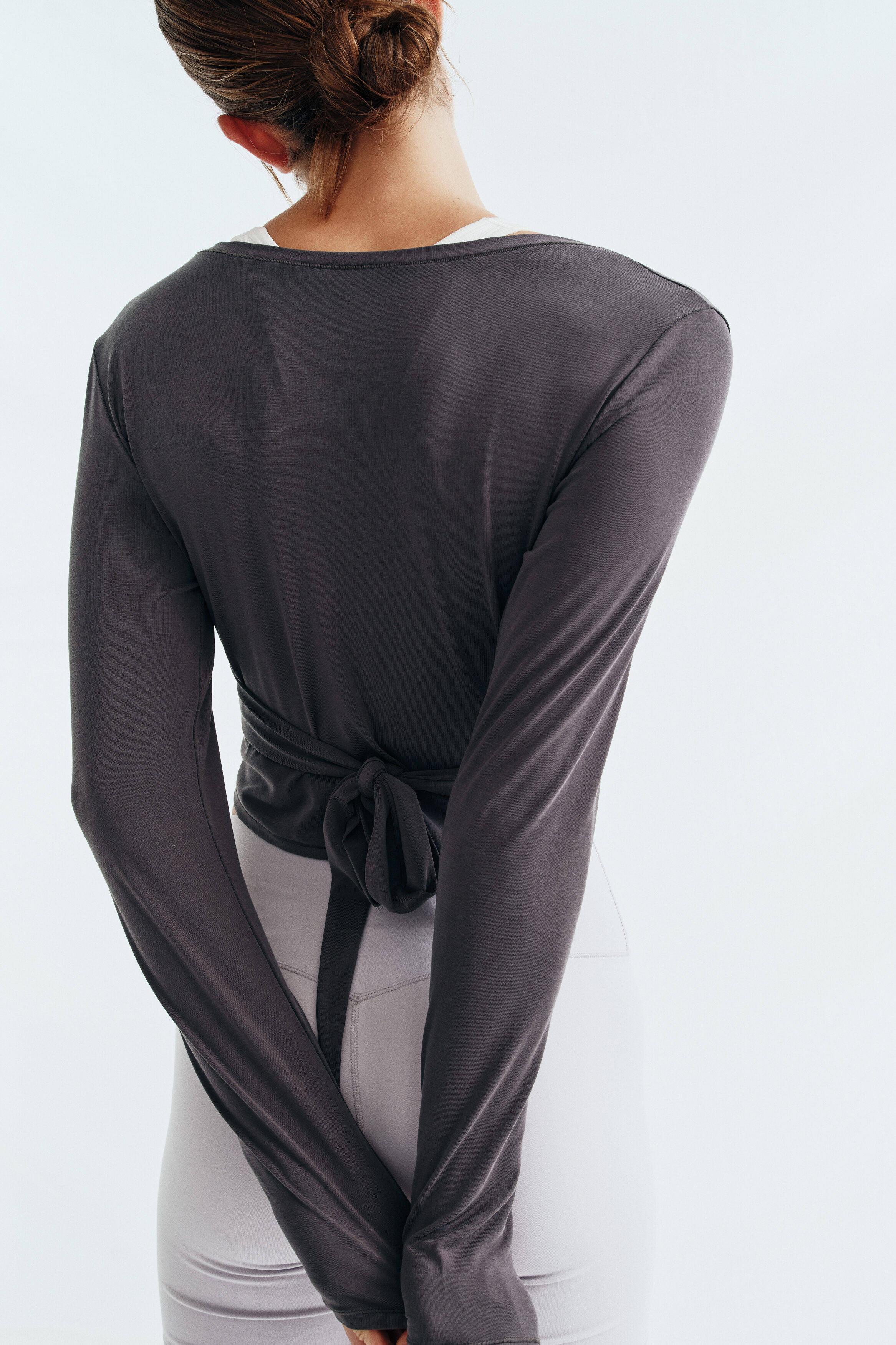 Cropped tie-front top with SoftMove™
