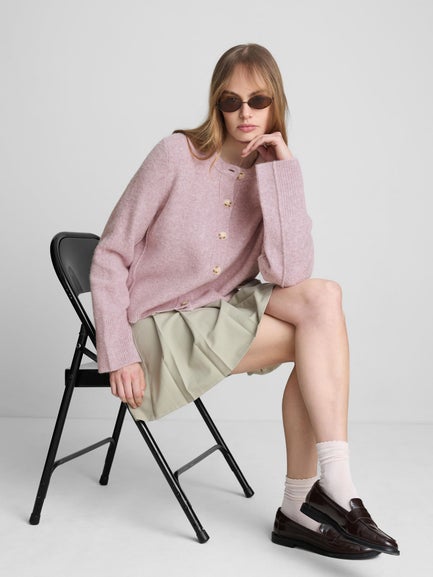 Relaxed Knitted Crew Neck Cardigan