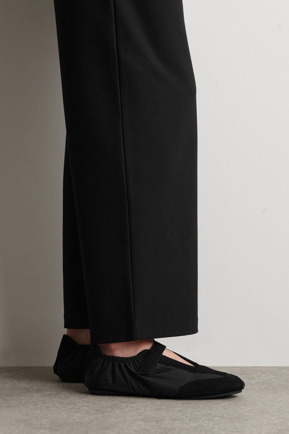 SUEDE-NYLON MARY-JANE TRAINERS — Black dark