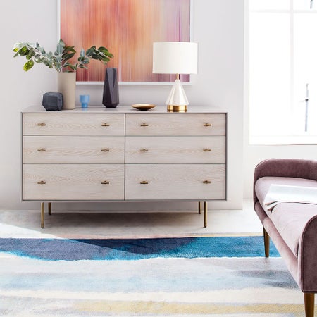 Modernist Wood & Lacquer 6-Drawer Dresser - Winter Wood