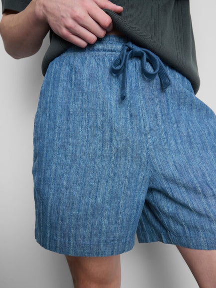 Textured Drawstring Waist Shorts