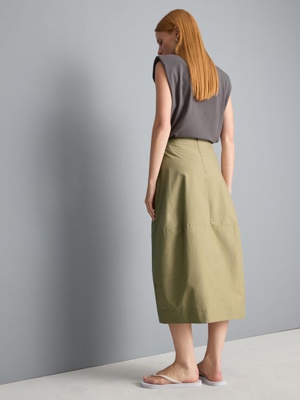 Cotton Rich Barrel Midi Skirt
