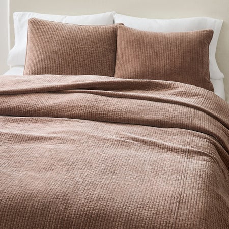 Washed Cotton Velvet Coverlet & Shams