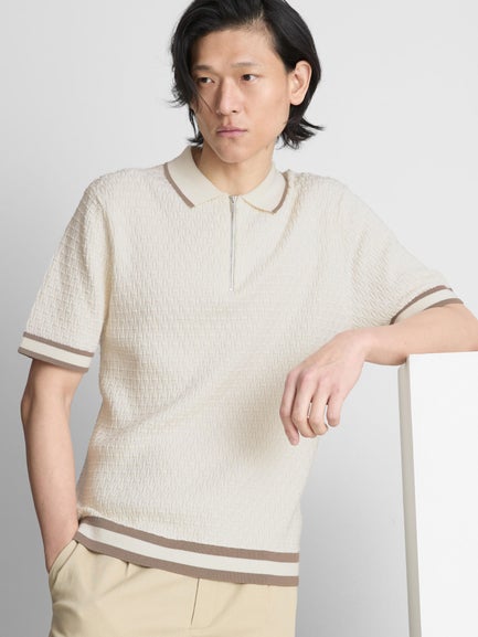 The Edit Textured Zip Polo Shirt