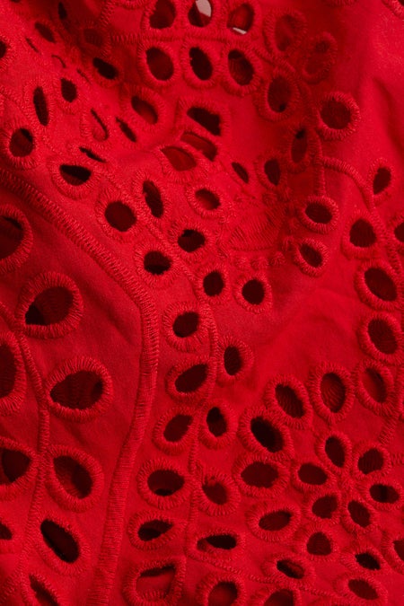 Broderie anglaise-sleeved dress
