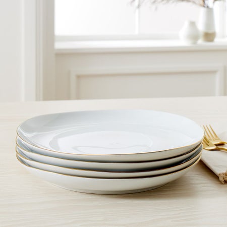 Organic Shaped Porcelain Dinnerware Set - Metallic Rimmed