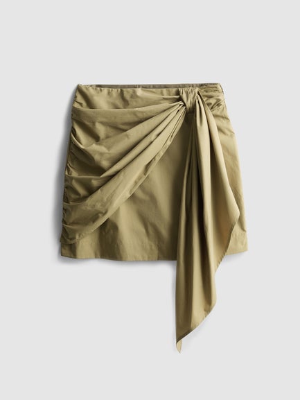Cotton Wrap Tie Mini Skirt