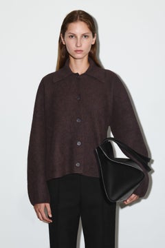 SCULPTED MERINO WOOL SHORT JACKET — Brown dark 2