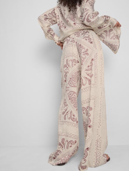 Paula Echevarría Crushed Satin Wide Leg Trousers