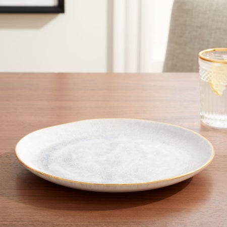 Warm Reactive Glaze Metallic Gold Rim Dinner Plate - Iris