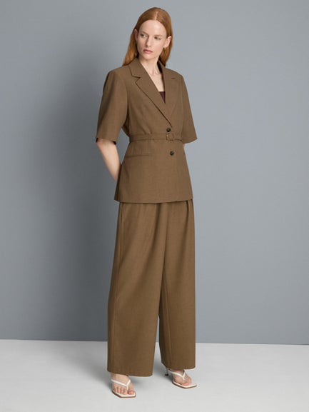 Pleated Mid-Rise Trousers