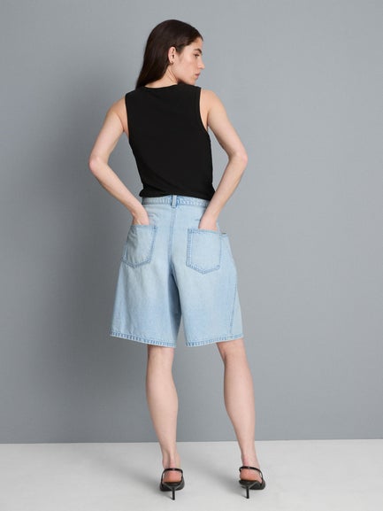 Cotton Denim Bermuda Shorts