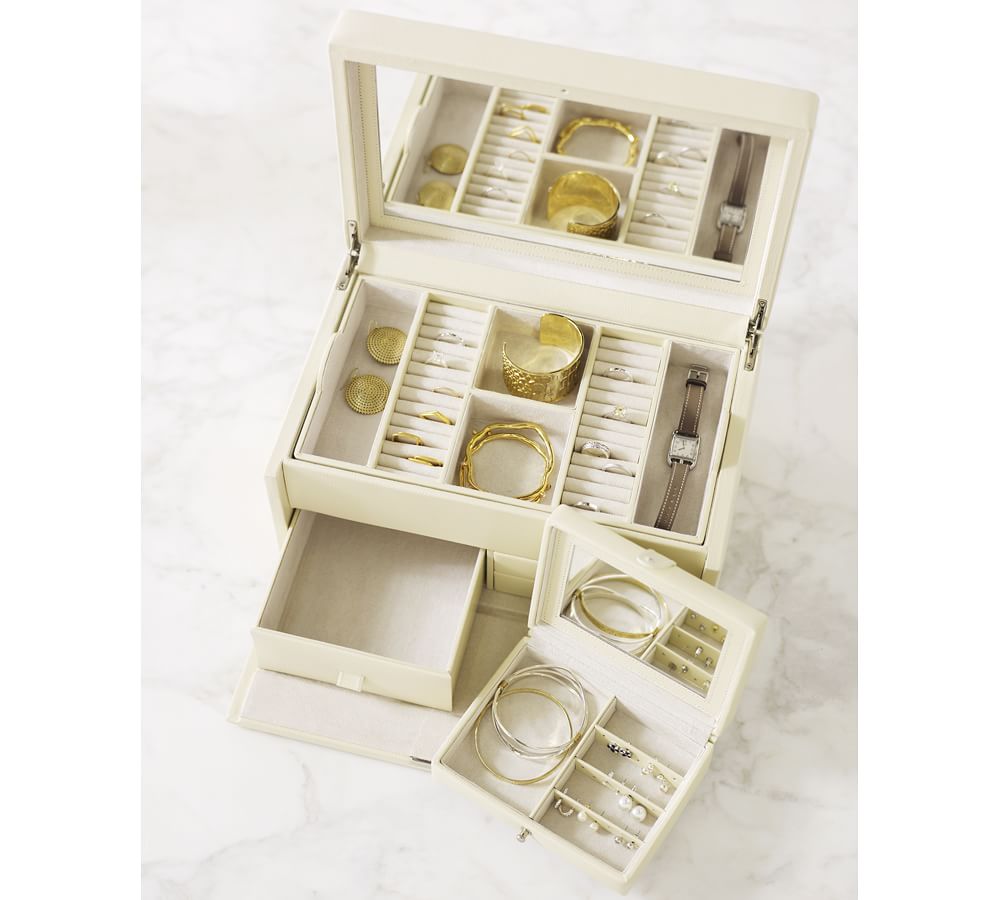 Mckenna Leather Large Jewelry Box | Pottery Barn Saudi Arabia