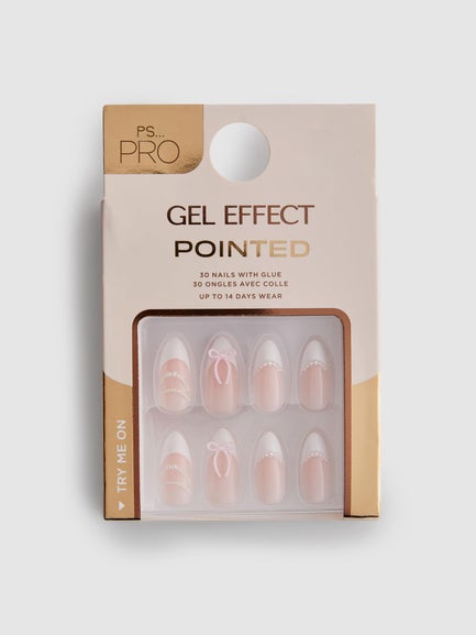 PS... Pro Pointed French Tip Gel Effect False Nail