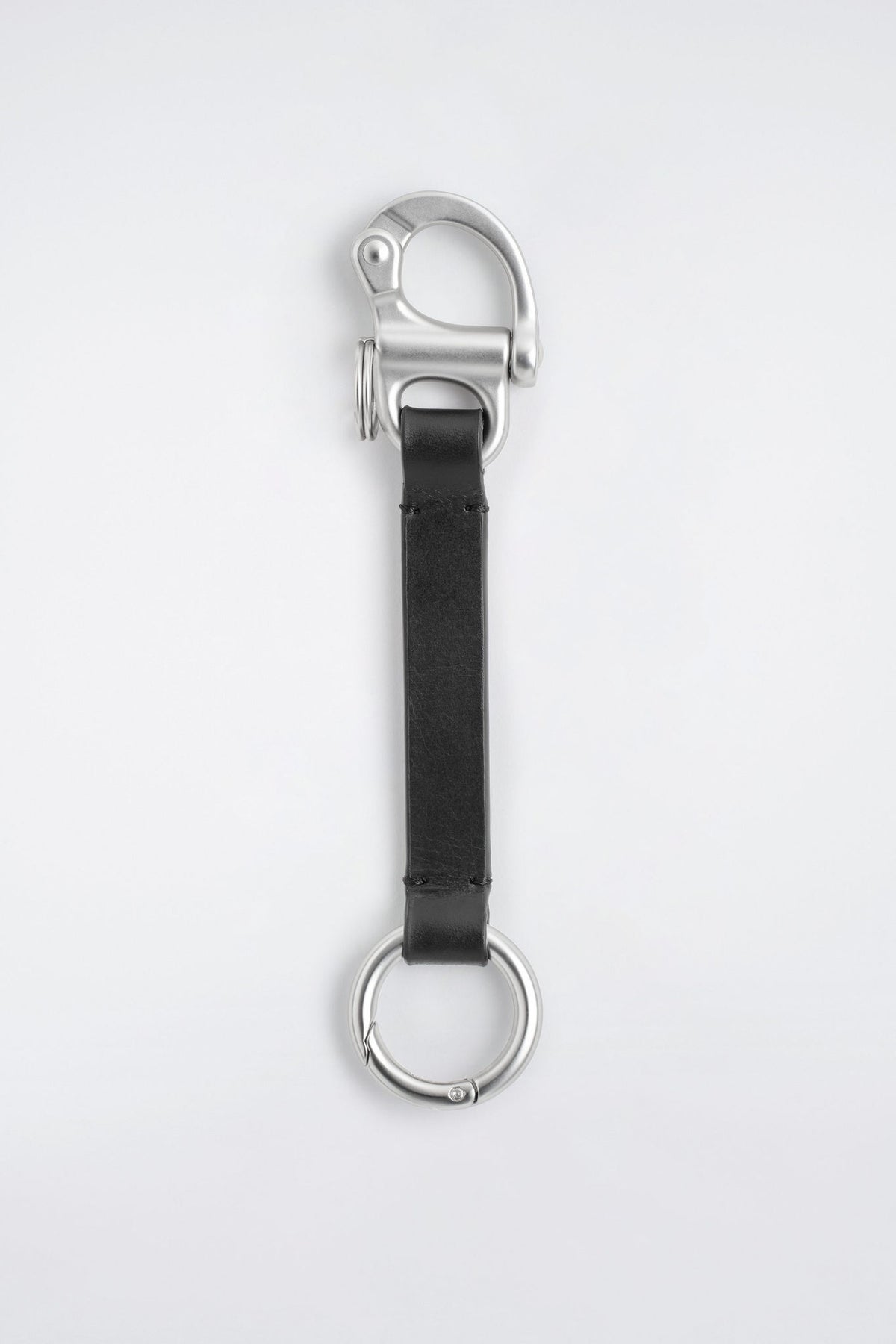 DOUBLE-ENDED LEATHER LANYARD — Black dark