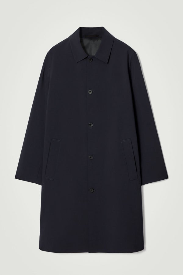 WOOL-BLEND CAR COAT — Blue dark