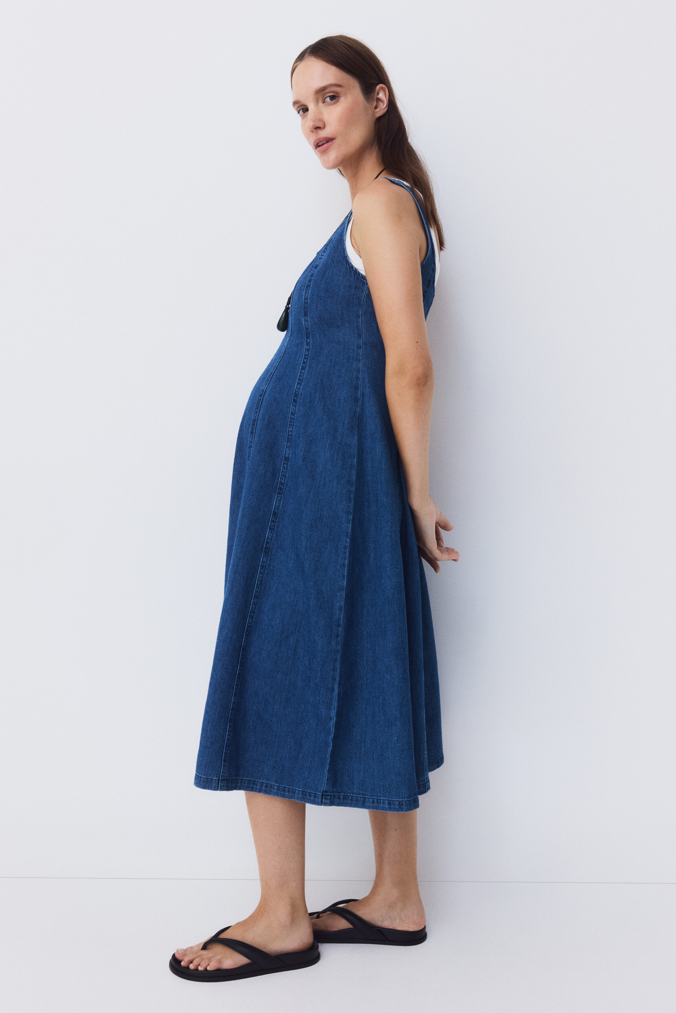 MAMA Denim midi dress
