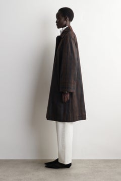 CHECKED WAXED-COTTON CAR COAT — Khaki green dark 5