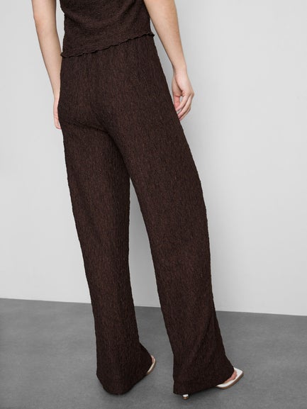 Crinkle Straight Leg Drawstring Trousers