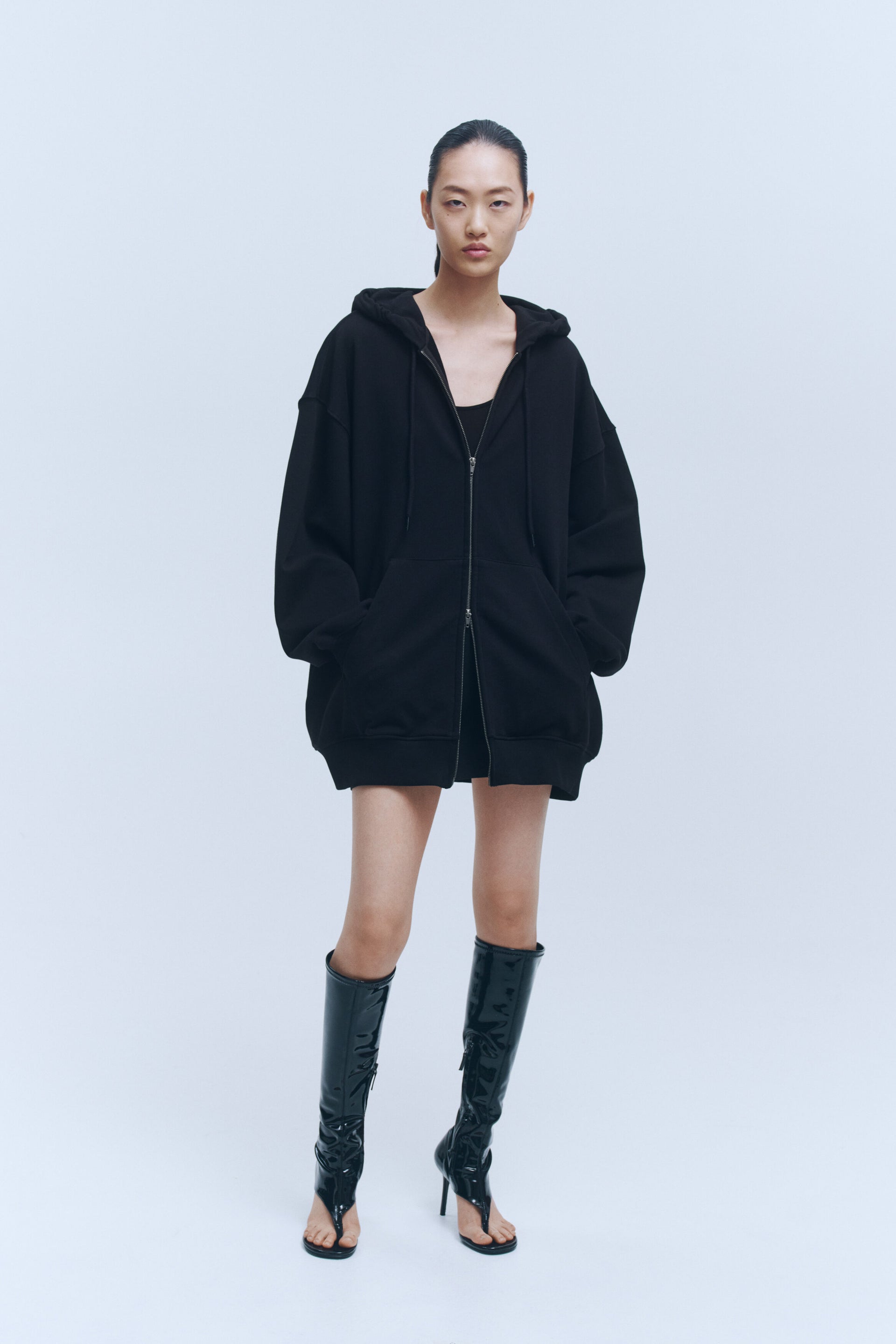 Oversized zip-through hoodie