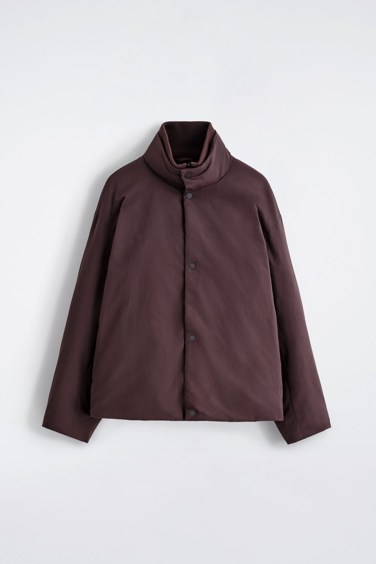 PADDED MOCK-NECK DOWN JACKET — Red dark