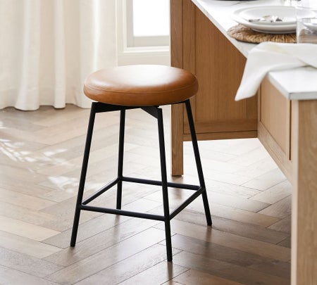 Maison Leather Backless Swivel Bar / Counter Stools